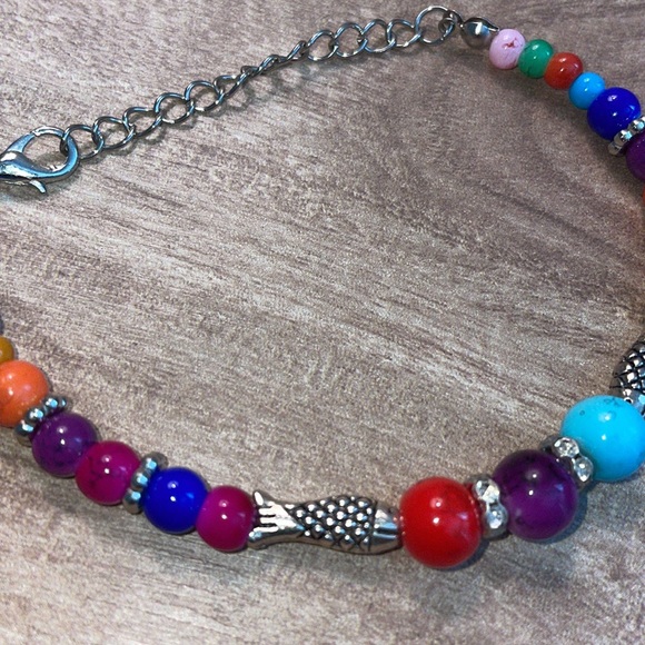 Gemstone Beaded Rainbow Rhinestone Bracelet NEW - Picture 4 of 7